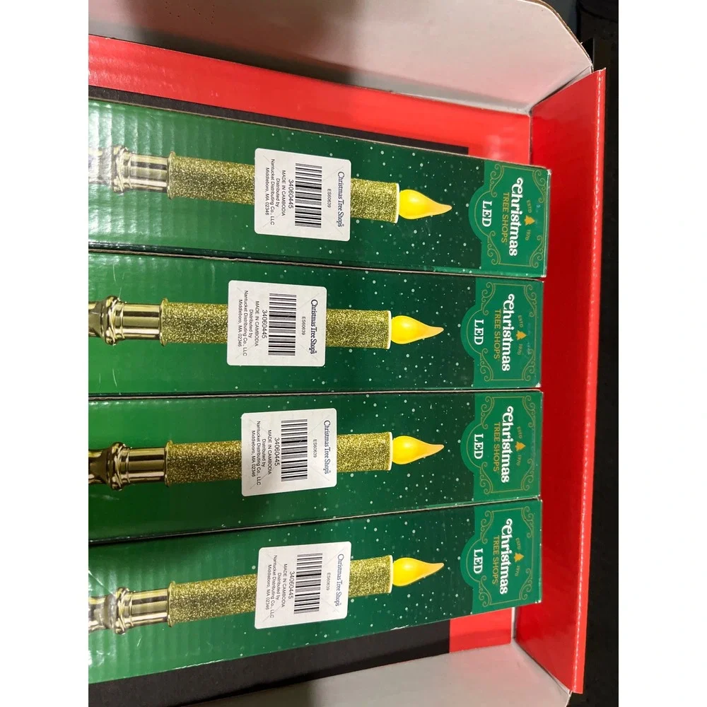 Christmas Tree Shops LED Gold Glitter Candle Light Battery Timer Set 4s 34060445